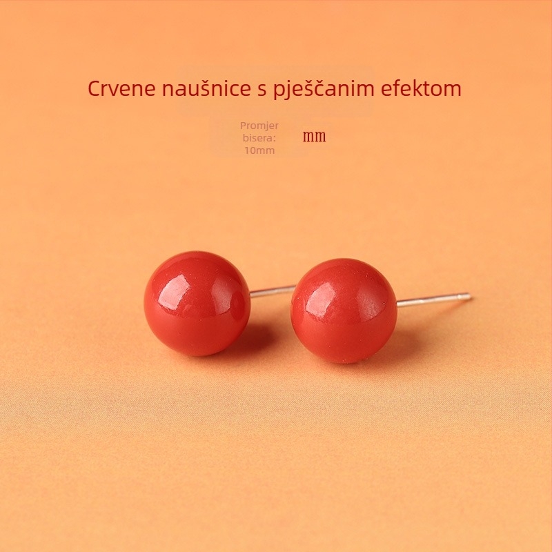 Cinnabar kapljaste naušnice – dodatna oprema za uši Yu Fu Xiang, geometrijski etnički umjetnički retro stil, lansiranje ljeto 2025.