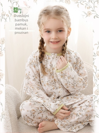 Dječji kućni komplet: majica s dugim rukavima i duge hlače, antibakterijski, prozračni bambus vlakno, motiv životinja/crtani