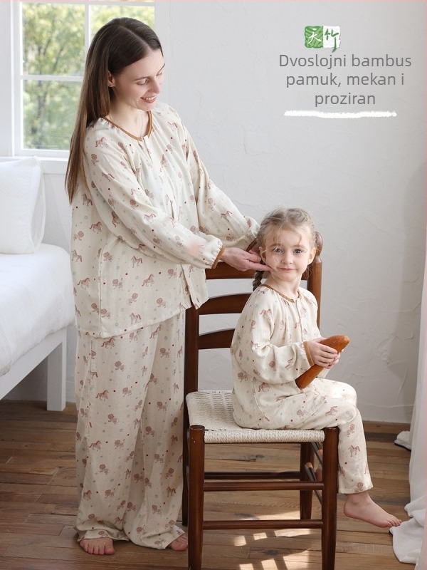 Dječji kućni komplet: majica s dugim rukavima i duge hlače, antibakterijski, prozračni bambus vlakno, motiv životinja/crtani