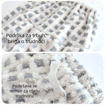 Pantalone za spavanje za trudnice od coral fleece, visokim strukom, podesive, duge, zimske