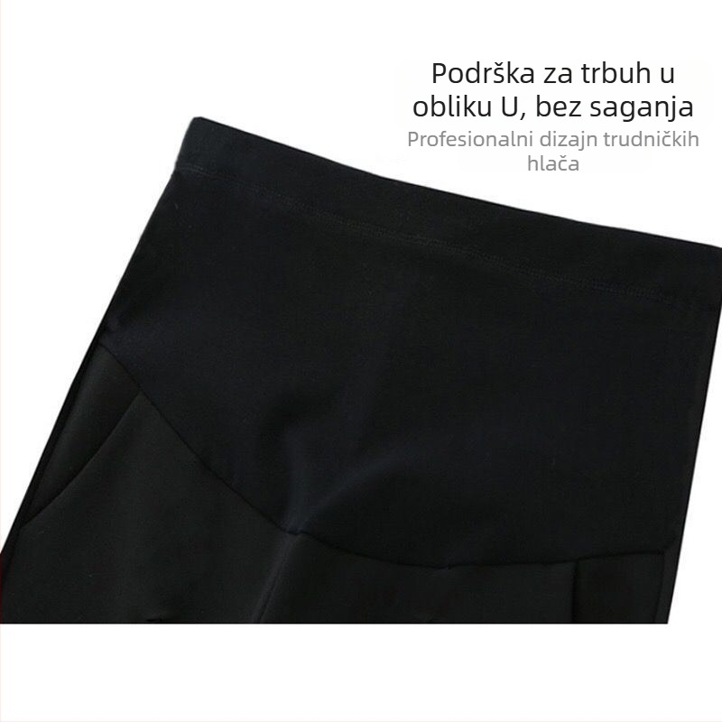 Trudničke hlače s flisom, debele, podrška trbuha, slobodan kroj, široke nogavice, pamuk-poliester (50-70%), spandeks, jesen-zima 2025