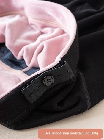 Trudničke hlače s podrškom za abdomen, udoban kroj, debeli pamuk-elastanski materijal za zimu