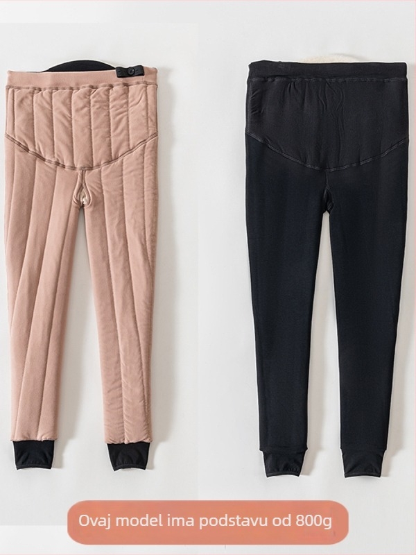 Trudničke hlače s podrškom za abdomen, udoban kroj, debeli pamuk-elastanski materijal za zimu