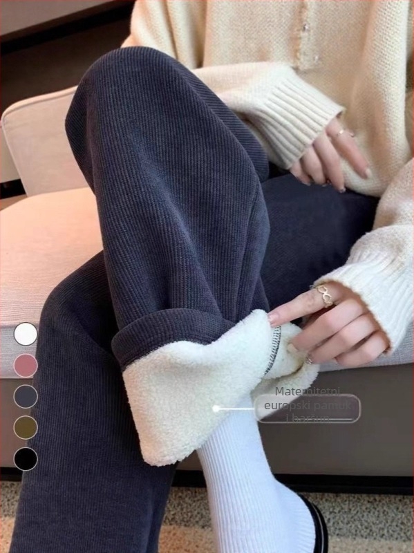 Trudničke široke hlače s flis podstavom, debeli poliester 95%+, zadržavaju toplinu, elastan <30%