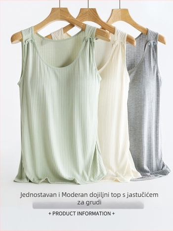 Trudnički dojiljni top s jastučićima za dojku – Modal, 90–95% viskoze, duljina 50–65 cm, kineski stil