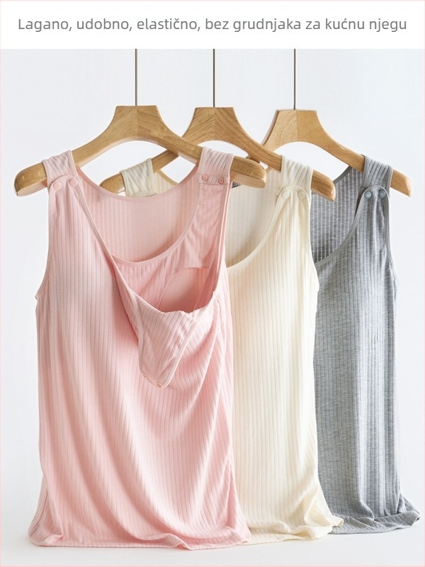 Trudnički dojiljni top s jastučićima za dojku – Modal, 90–95% viskoze, duljina 50–65 cm, kineski stil