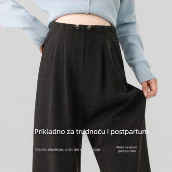 Babulei hlače za trudnice za jesen/zimu – široke nogavice, debela fleece podstava, održavaju toplinu tijekom trudnoće
