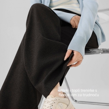 Babulei hlače za trudnice za jesen/zimu – široke nogavice, debela fleece podstava, održavaju toplinu tijekom trudnoće