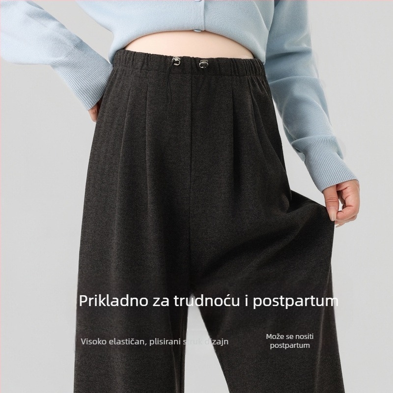 Babulei hlače za trudnice za jesen/zimu – široke nogavice, debela fleece podstava, održavaju toplinu tijekom trudnoće