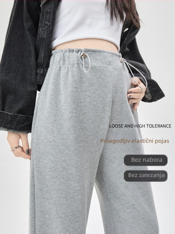 Trudničke široke hlače s flis podstavom, debeli, visoki struk, pamuk-poliester smjesa, podrška trbuha, model 2025