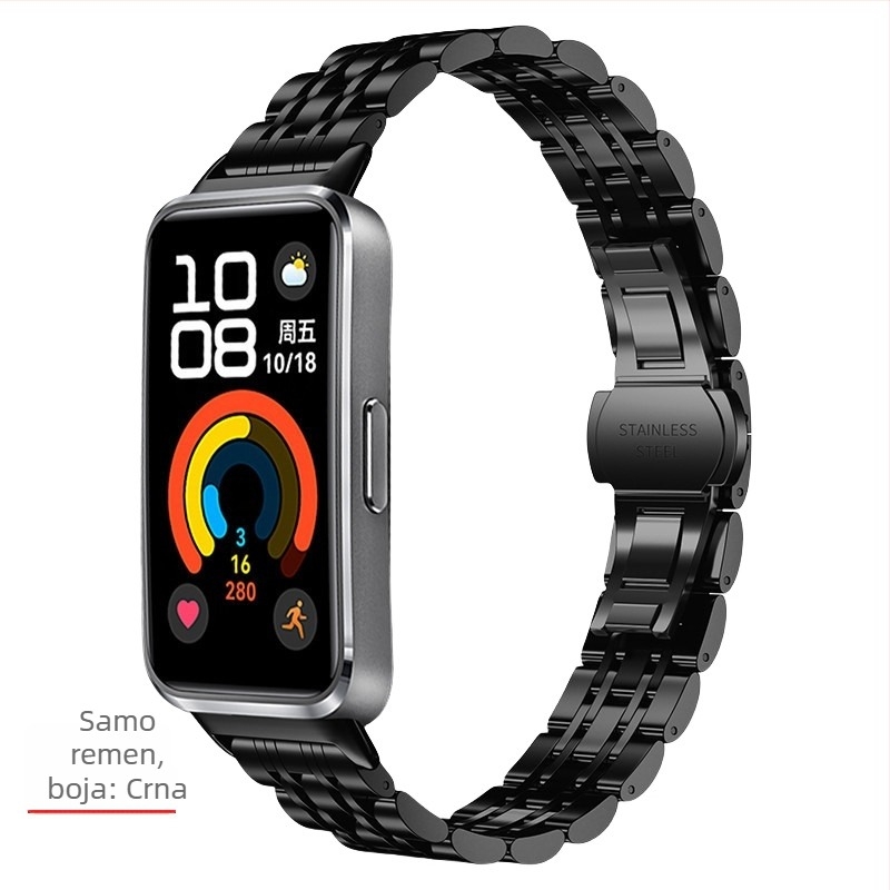 Nerđajući čelični kaiš za Huawei Band 10 — tanak sedmerostruki lančani kaiš; kompatibilan s Huawei Band 8 i Band 9 trostruki čelični kaiš