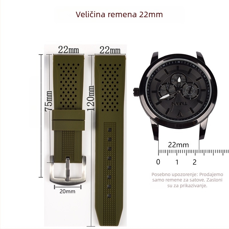 HLD silikonski remen za sportske satove — minimalistički, svestran stil, vodootporan i otporan na prašinu, kompatibilan s Apple, Garmin i Huawei satovima