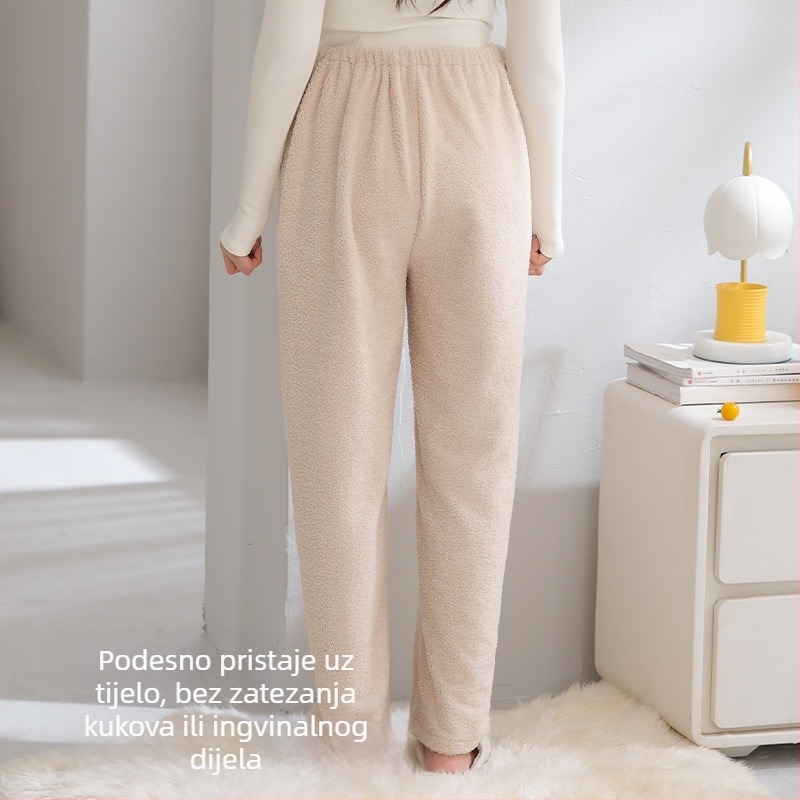 Trudničke pidžama hlače, debeli flis iznutra, duge, opuštenog kroja, toplo, poliester 95%+