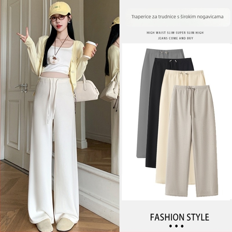 Trudničke hlače s ležernom krojem, 3/4 dužine, Chenille tkanina, udio pamuka ispod 30%, jesen-zima