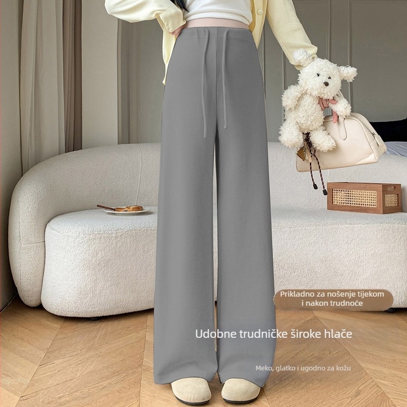Trudničke hlače s ležernom krojem, 3/4 dužine, Chenille tkanina, udio pamuka ispod 30%, jesen-zima