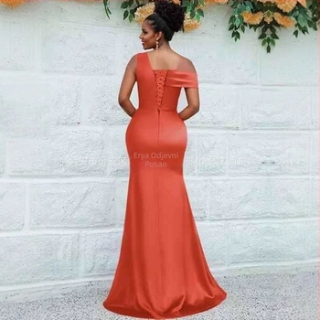 Formalna večernja haljina s jednim ramenom, bez rukava, duga, uski kroj, poliester tkanina