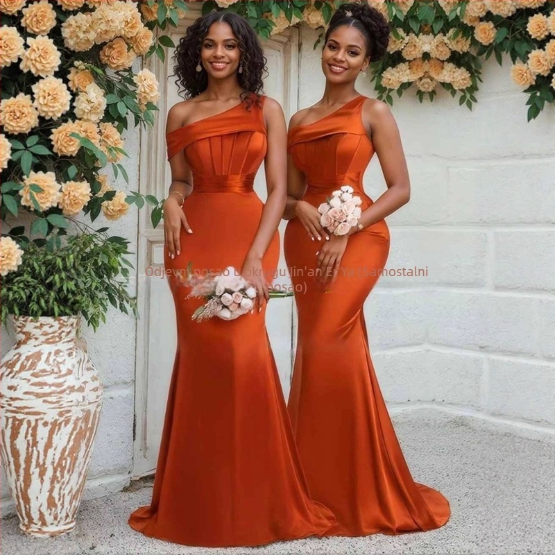 Formalna večernja haljina s jednim ramenom, bez rukava, duga, uski kroj, poliester tkanina