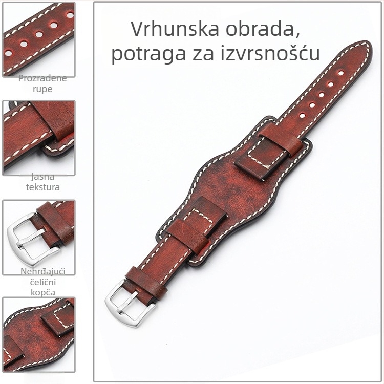 Remen za sat, od prave kože, branda onthelevel, porijeklo Guangzhou, Zima 2023, Stil: Književnost i umjetnost retro
