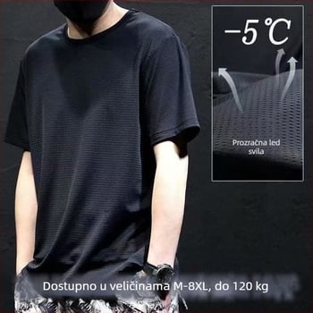 Ljetna muška kratkih rukava majica od mrežaste tkanine, okrugli izrez, ležerni kroj, prozračna, brzo suši