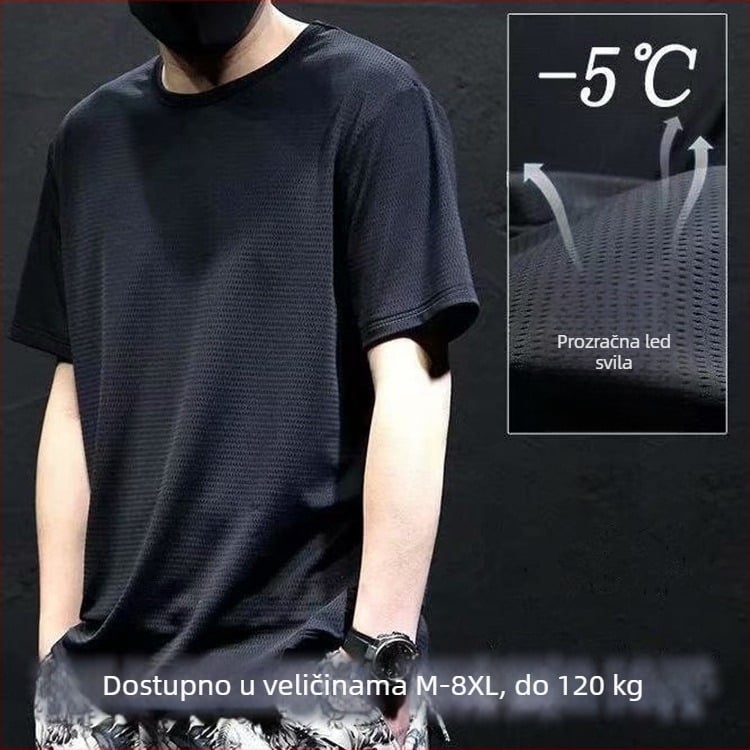 Ljetna muška kratkih rukava majica od mrežaste tkanine, okrugli izrez, ležerni kroj, prozračna, brzo suši