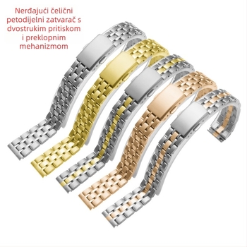 Ženski tanak remen od nehrđajućeg čelika za sat, pet karika, s dvostrukim pritiskanjem, minimalistički stil, lagani luksuz, zimsko izdanje 2023