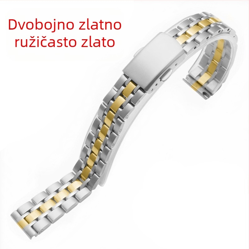 Ženski tanak remen od nehrđajućeg čelika za sat, pet karika, s dvostrukim pritiskanjem, minimalistički stil, lagani luksuz, zimsko izdanje 2023