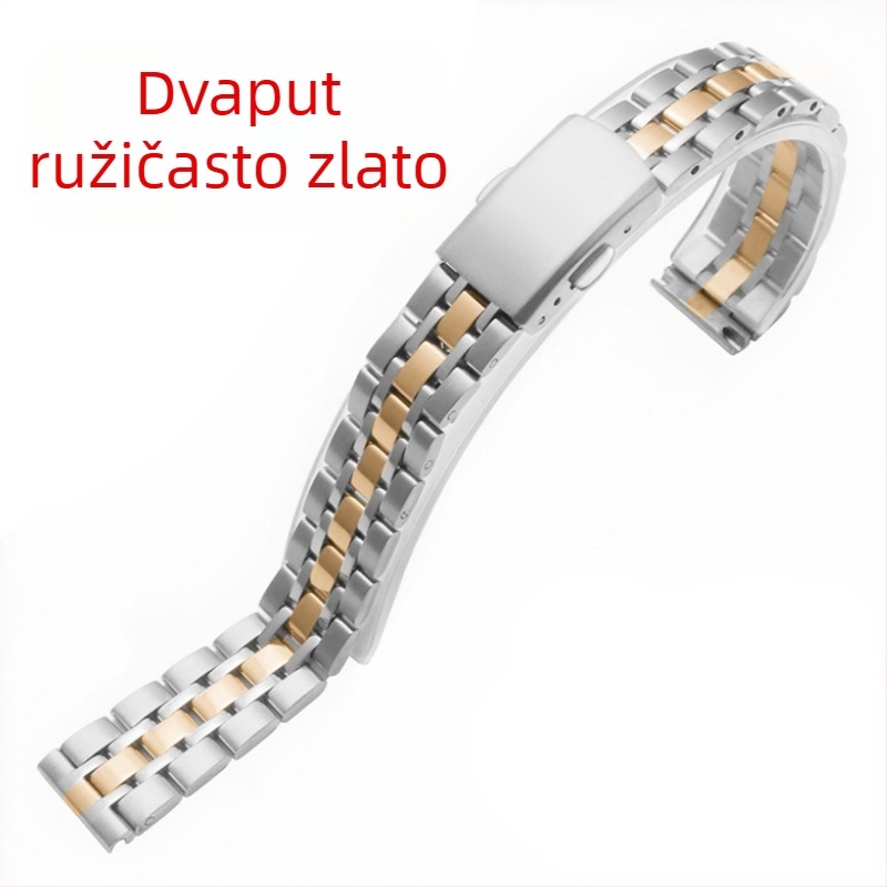 Ženski tanak remen od nehrđajućeg čelika za sat, pet karika, s dvostrukim pritiskanjem, minimalistički stil, lagani luksuz, zimsko izdanje 2023