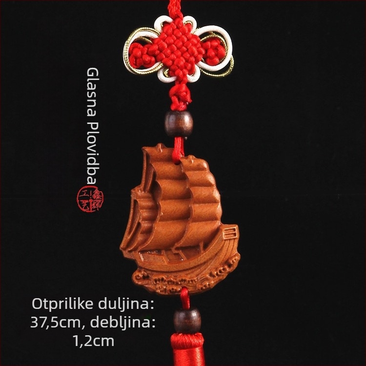 Drveni auto privjesak od drveta breskve s Pixiu, Guan Gong i Guanyin — tradicionalni kineski stil, unutarnja dekoracija auta