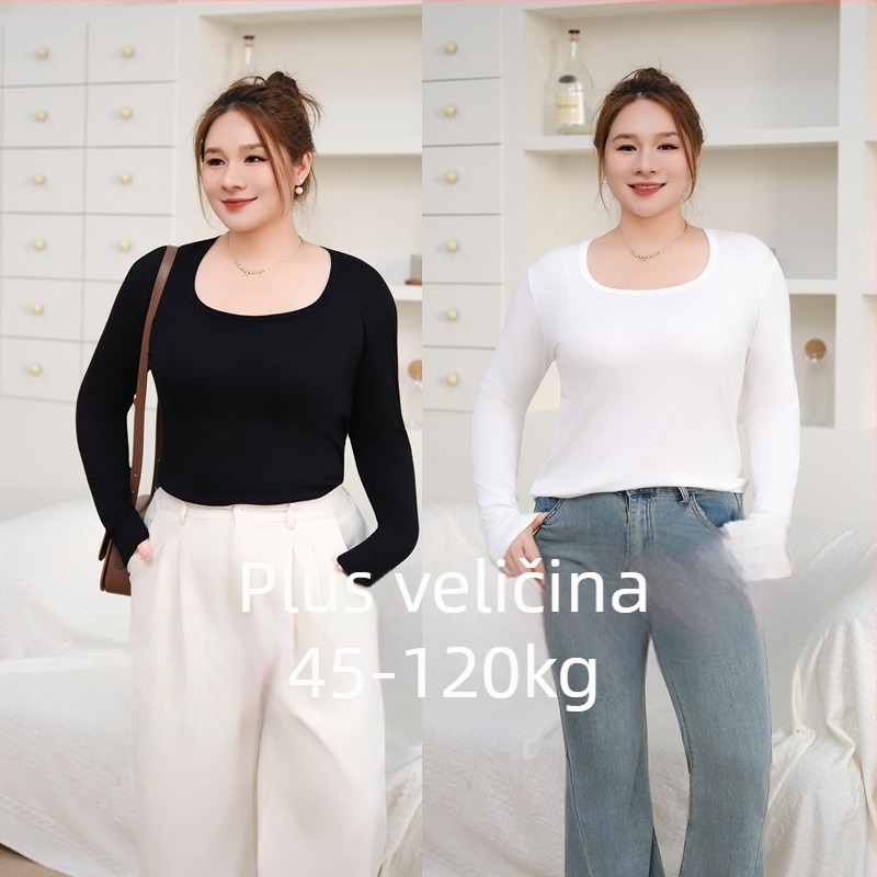 Ženski modalni top s dugim rukavima, kvadratni ovratnik, široki kroj, korejsko-japanski opušten stil