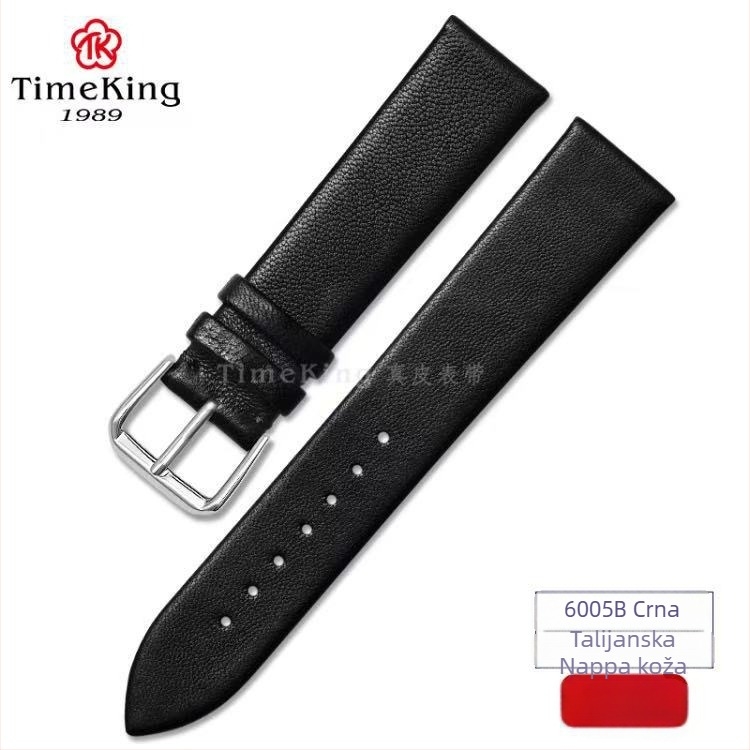 Remen za sat TimeKing, Napa koža teleća, svilen uzorak, mat završetak, minimalistički lagani luksuz stil