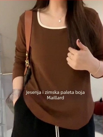 Majica s kvadratnim izrezom, viskozna tkanina, vez, oversize kroj