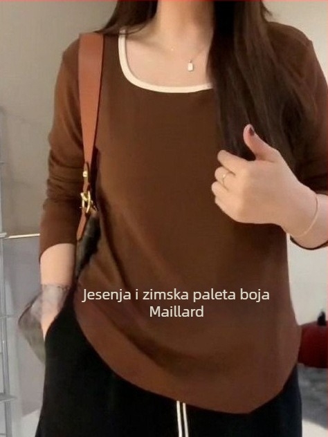 Majica s kvadratnim izrezom, viskozna tkanina, vez, oversize kroj