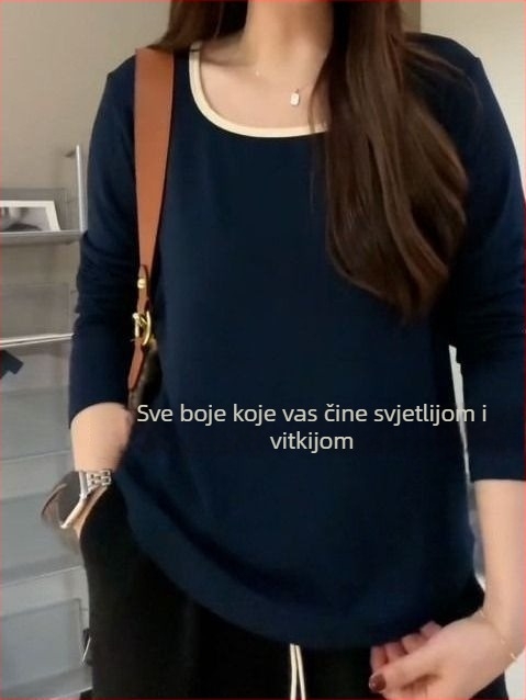 Majica s kvadratnim izrezom, viskozna tkanina, vez, oversize kroj