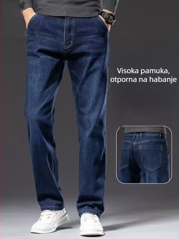 Muške traperice, ravni kroj, niski pojas, zatvarač, proljeće 2025, chenille tkanina s krznom zeca