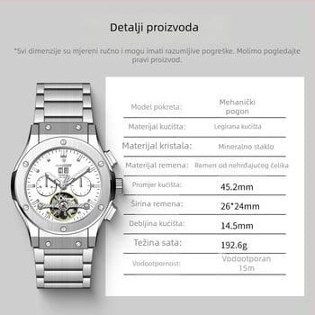 Muški višefunkcionalni sat s kalendarom, danom u tjednu i mjesecom, mehanički pokret Rostov, vodootpornost 30m, kazalni prikaz, kućište od legure