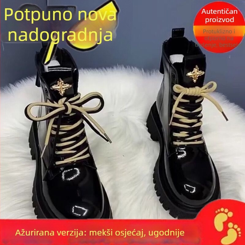 Ženske čizme do sredine potkoljenice od mikrovlaknaste kože, podstavljene umjetnim flisom, gumena potplata, prednji zatvarač i vezanje, protuklizna potplata