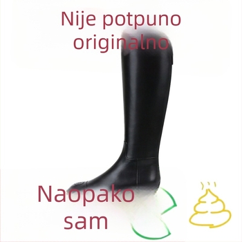 Ženske čizme za jahanje od teleće kože, s fleecem, visok šev, okrugli vrh, peta 3–5 cm