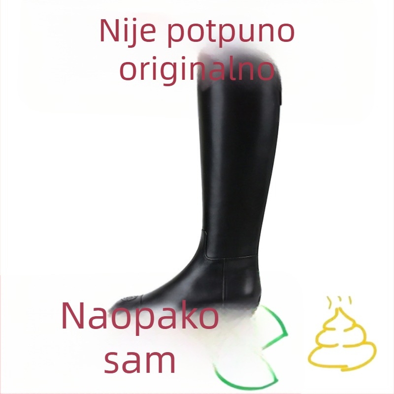 Ženske čizme za jahanje od teleće kože, s fleecem, visok šev, okrugli vrh, peta 3–5 cm