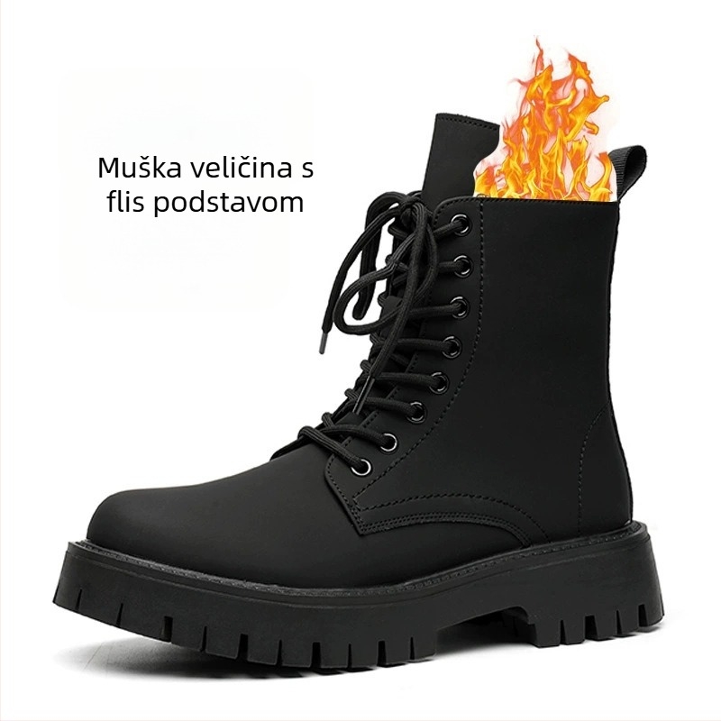 Martin čizme, britskog stila, gornji dio od kože mikrovlakna, vulkanizirana gumena potplat, podstava od ovčje kože.