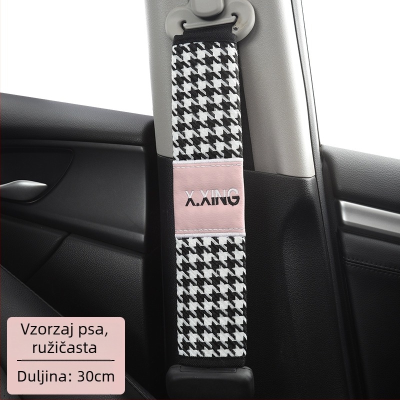 Navlaka za ramenski sigurnosni pojas automobila s uzorkom haundstooth, produžena za automobile i kamione, marka red chrysanthemum, prilagodljiva.