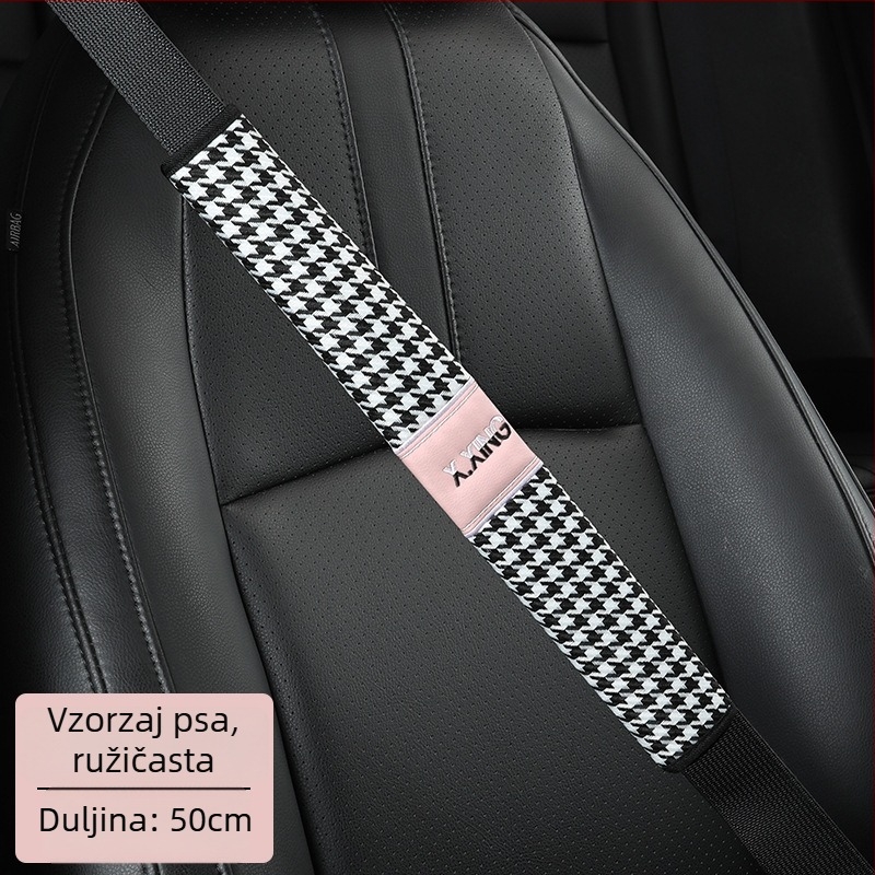 Navlaka za ramenski sigurnosni pojas automobila s uzorkom haundstooth, produžena za automobile i kamione, marka red chrysanthemum, prilagodljiva.