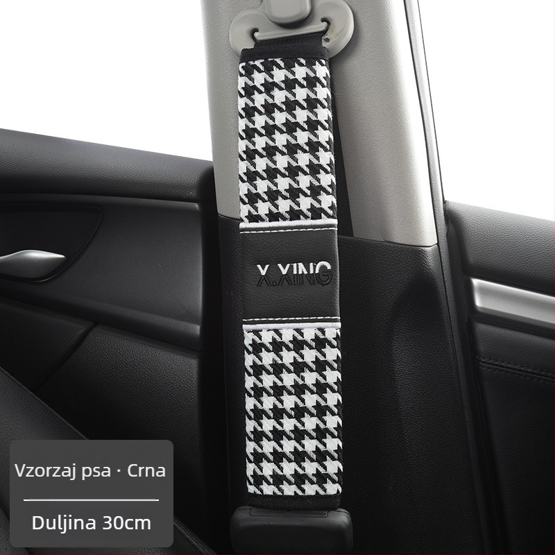 Navlaka za ramenski sigurnosni pojas automobila s uzorkom haundstooth, produžena za automobile i kamione, marka red chrysanthemum, prilagodljiva.