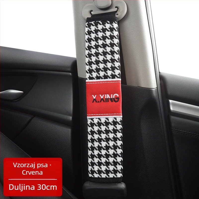 Navlaka za ramenski sigurnosni pojas automobila s uzorkom haundstooth, produžena za automobile i kamione, marka red chrysanthemum, prilagodljiva.