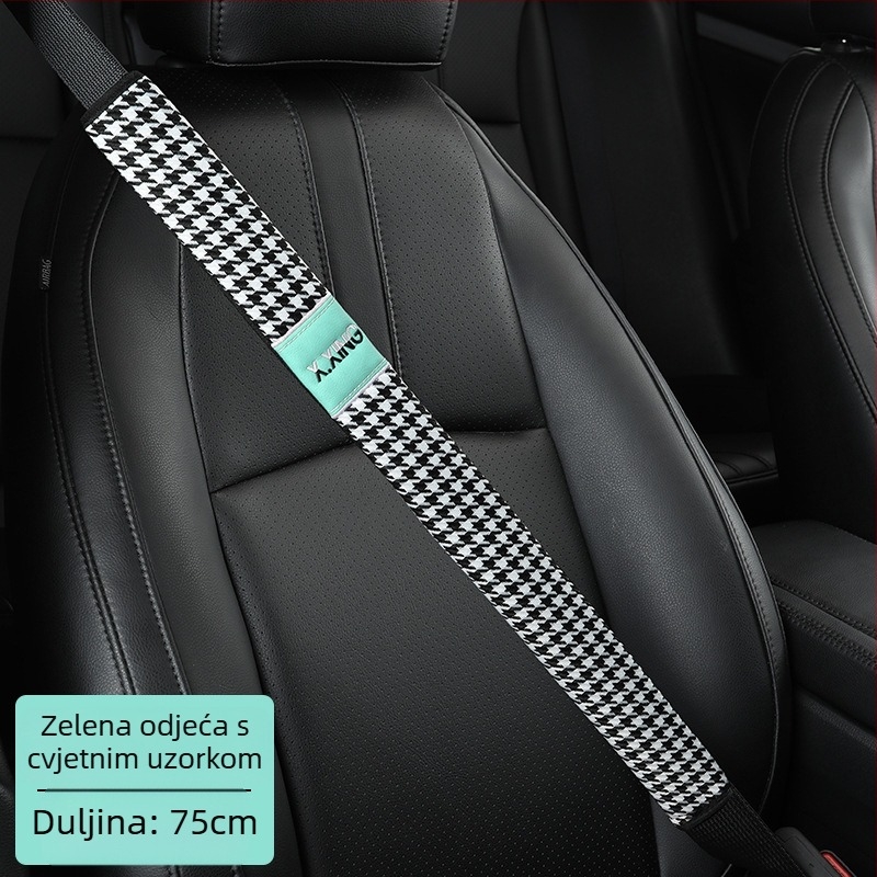 Navlaka za ramenski sigurnosni pojas automobila s uzorkom haundstooth, produžena za automobile i kamione, marka red chrysanthemum, prilagodljiva.
