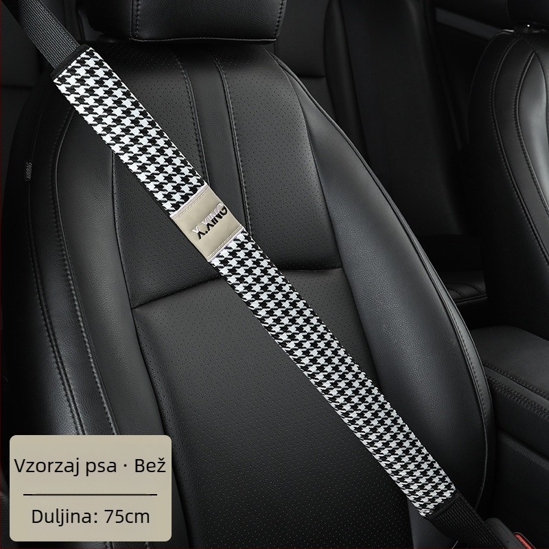 Navlaka za ramenski sigurnosni pojas automobila s uzorkom haundstooth, produžena za automobile i kamione, marka red chrysanthemum, prilagodljiva.