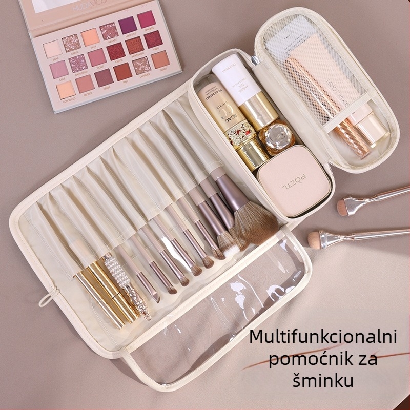 Mingshu kožna torbica za šminku, model 8094, oblik ručne torbe, višestruka upotreba, za kozmetiku i toaletne potrepštine, putovanja i stolno skladištenje