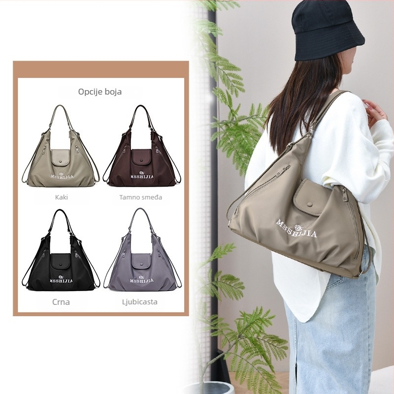 Torba preko ramena crossbody - najlon; zip; Horizontalni kvadratni oblik; Unutarnji džep sa zatvaračem i džep za telefon