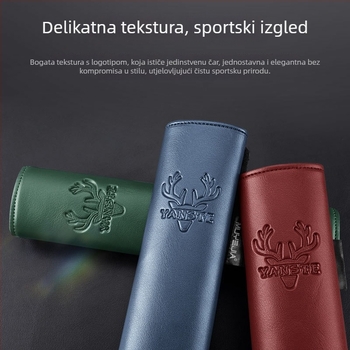 Kožna navlaka za sigurnosni pojas automobila od Cordovan kože – otporna na habanje, produženi rameni dio, otisak loga