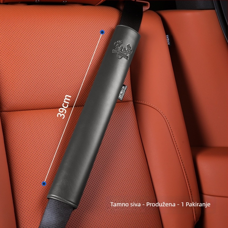 Kožna navlaka za sigurnosni pojas automobila od Cordovan kože – otporna na habanje, produženi rameni dio, otisak loga