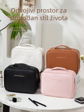 Kozmetička torbica - Veliki kapacitet, Odvojivi pretinci, Vodootporna PU, Prijenosna sa zatvaračem
